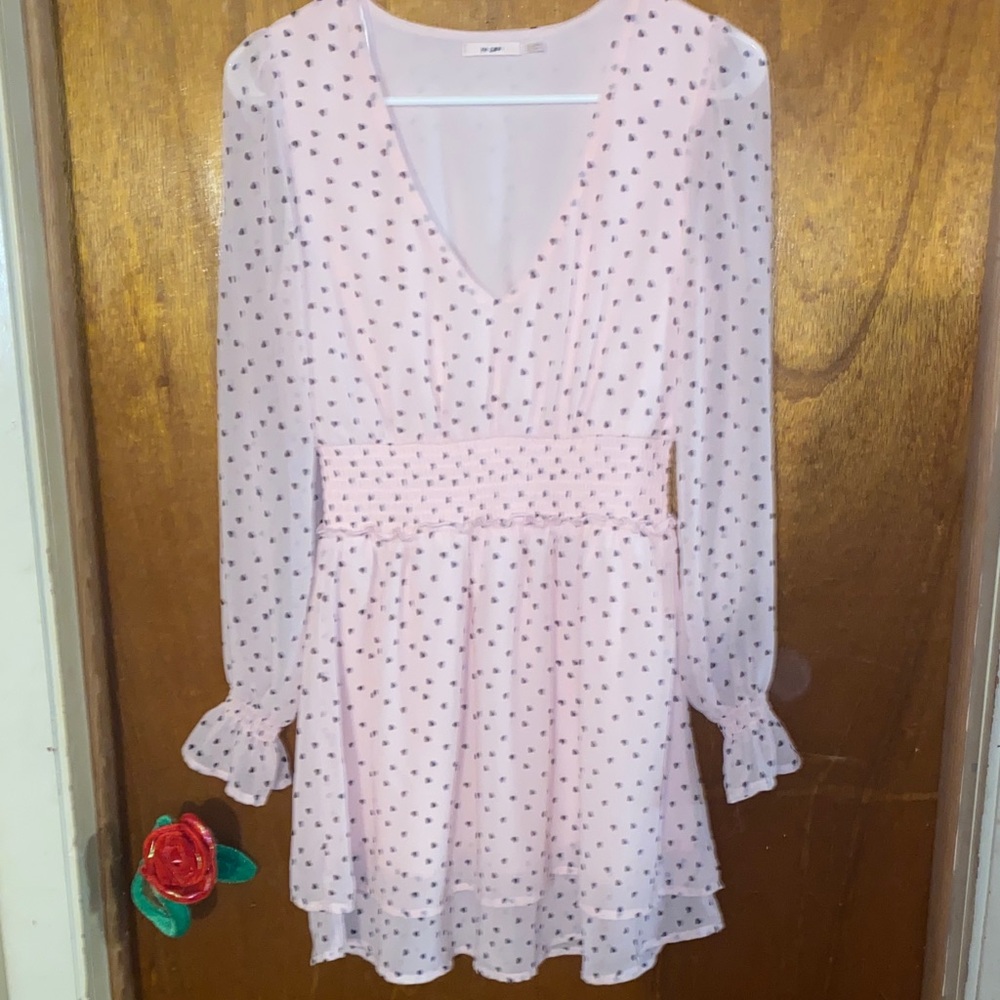 Francesca’s Mi Ami Light Pink Heart Print Dress